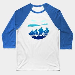 Blue Skies Mountain Range Baseball T-Shirt